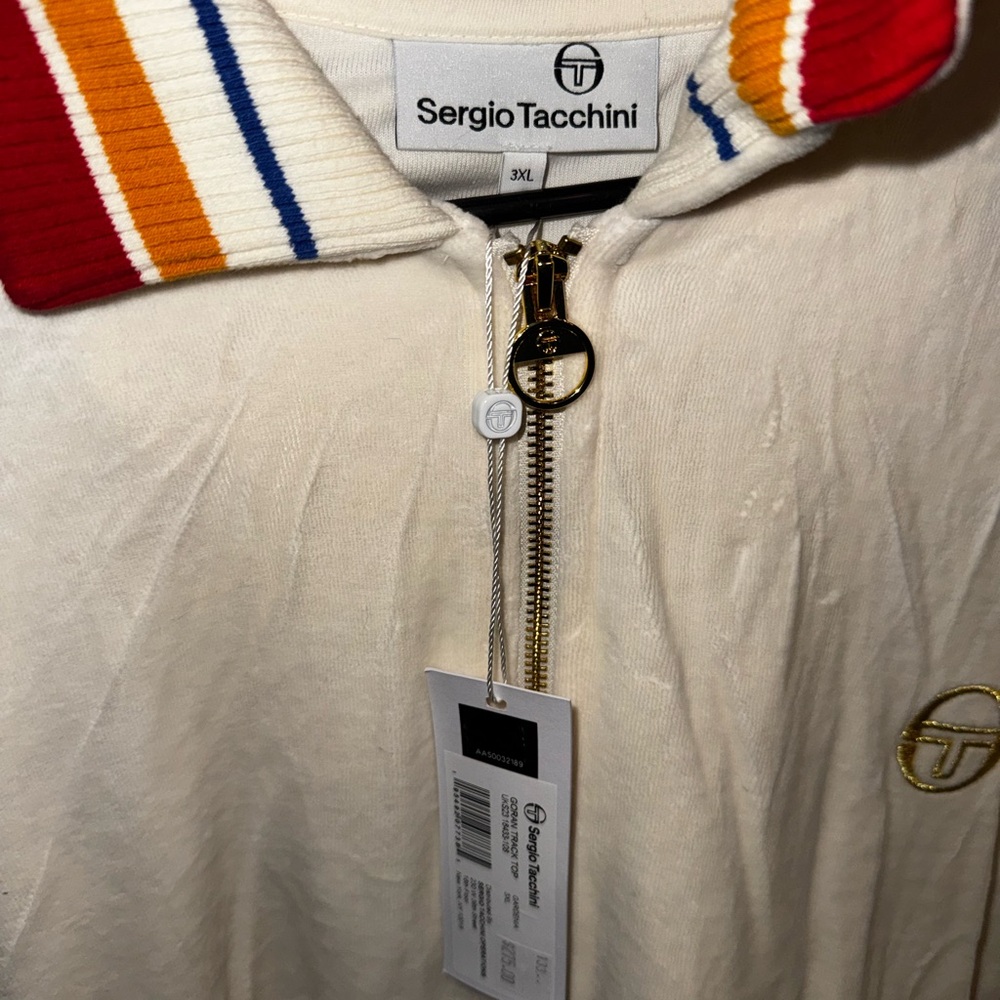 Sergio Tacchini Goran Velour Track Jacket in gardenia (off-white) - Picture 3 of 4